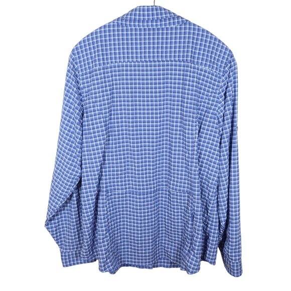 LL BEAN Vented Outdoor Button Up Roll Sleeve Top XL Blue Plaid Fishing Hiking - Picture 2 of 9
